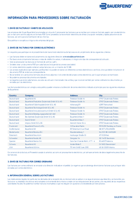 Información para proveedores sobre facturación