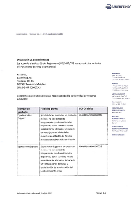 Declaración de conformidad - Productos deportivos Declaración de conformidad - Productos deportivos